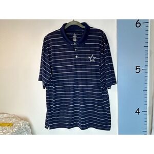 NFL Cowboys Dark Blue & White Stripes Polo Shirt Men Large Embroidered Logo